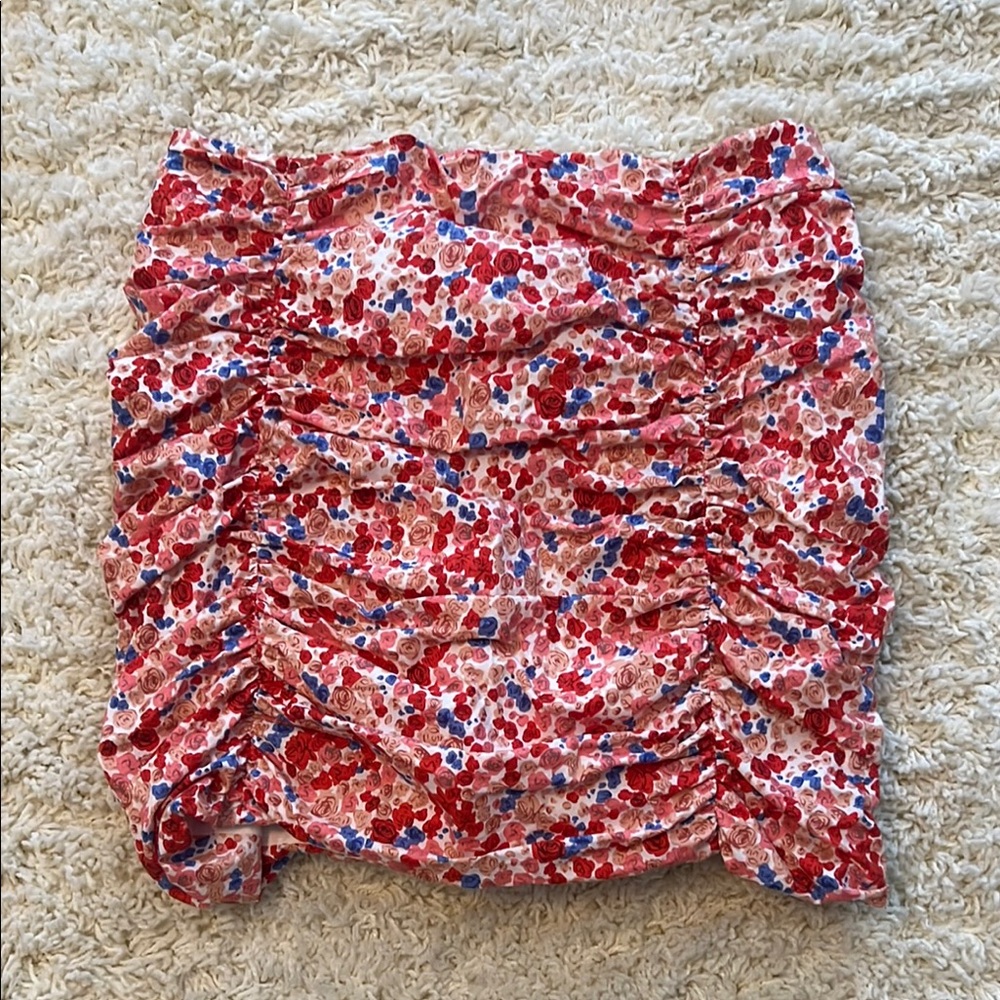 Vici Red Ruched Bubble Mini Skirt